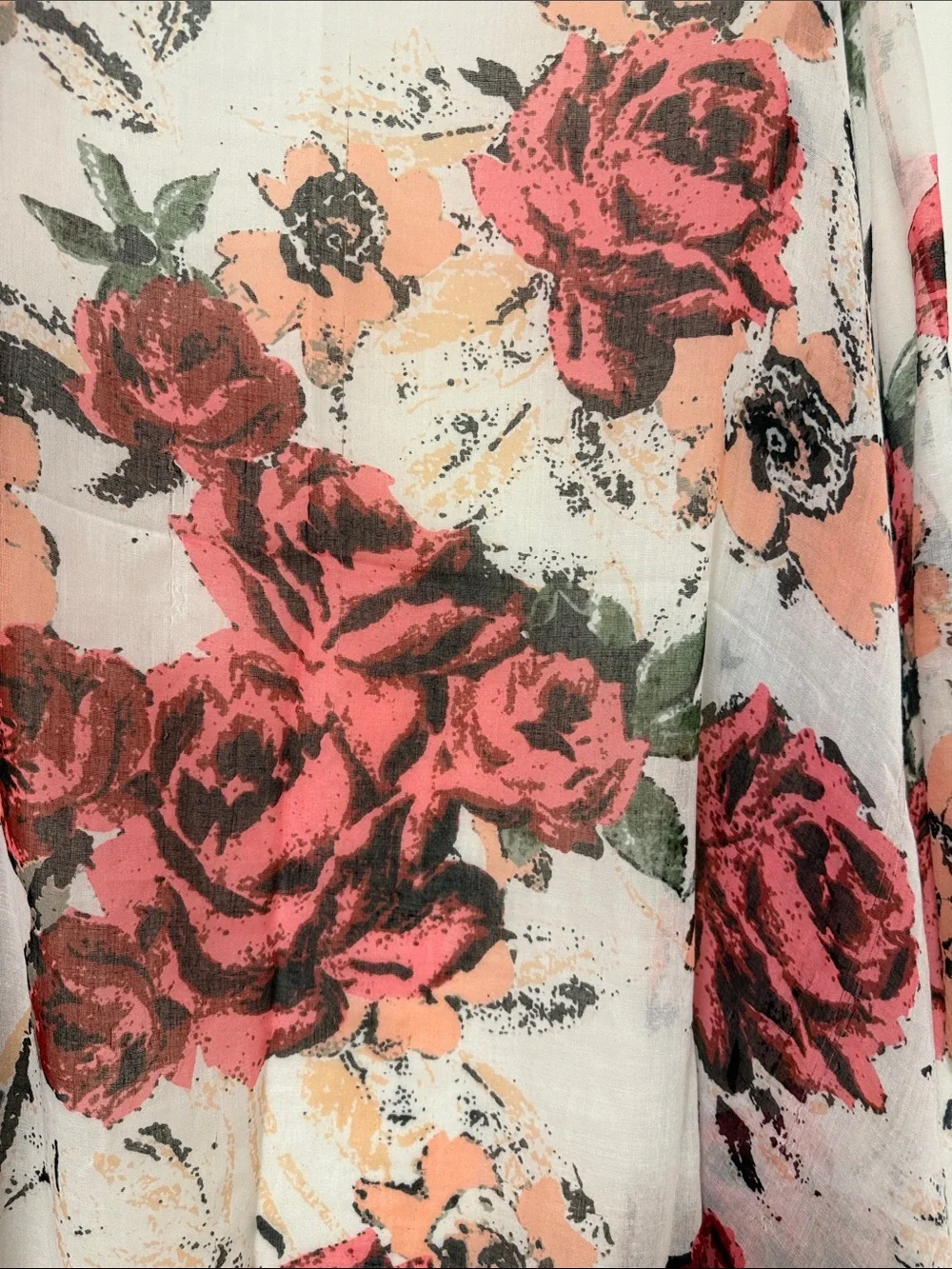 Floral Pattern Silk- Cotton Scarf